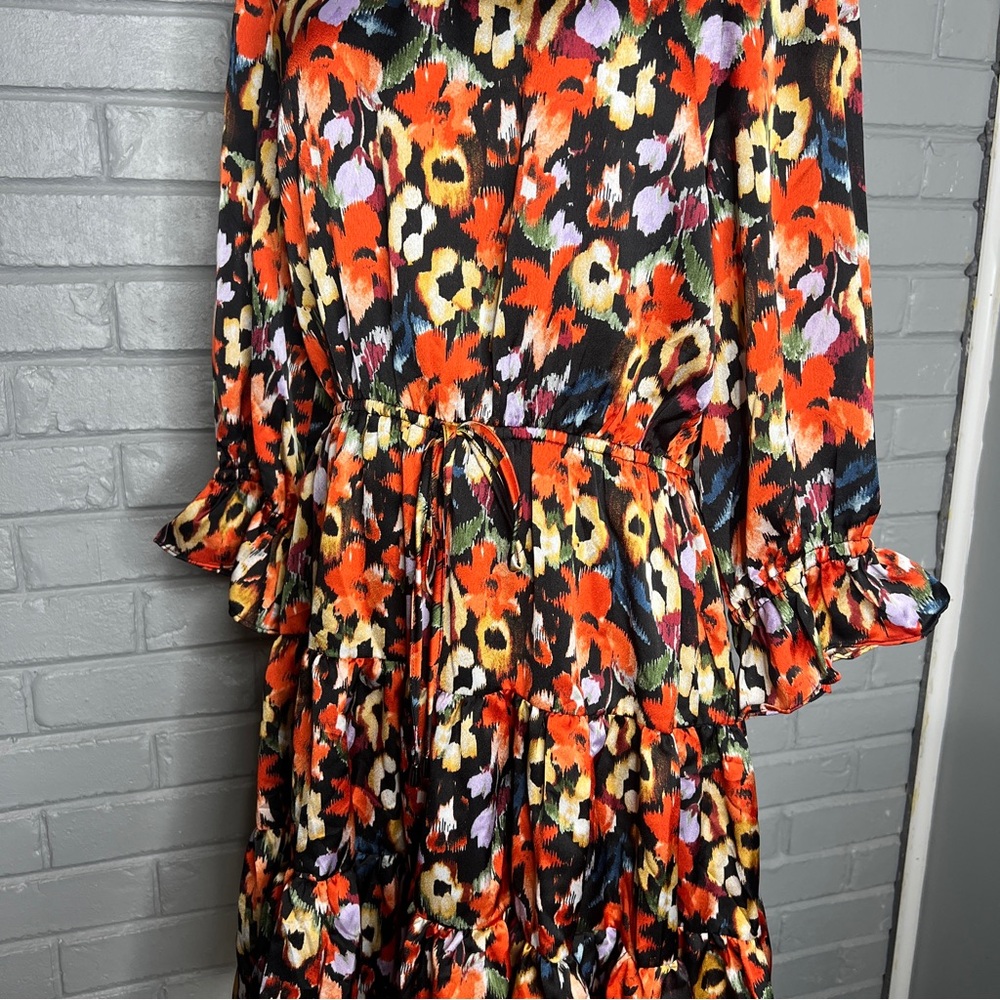 Entro Ruffle Multicolor Floral Mini Dress Size Large - Picture 7 of 16